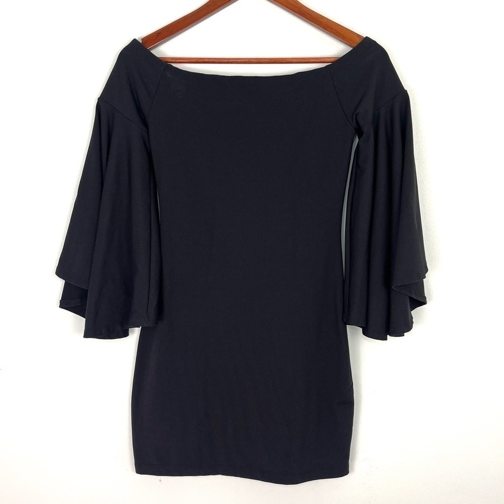 Susana Monaco Off The Shoulder Bell Sleeve Mini Bodycon Dress Size XS - Picture 2 of 12